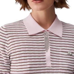 Maglia donna a righe con dettagli gioiello
