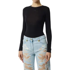 Maglia donna in jersey leggero con logo ricamato