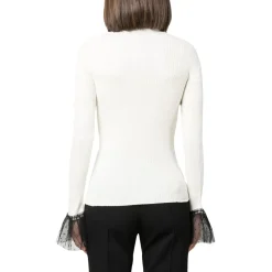 Maglia donna in misto lana con dettaglio tulle