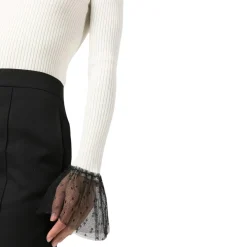 Maglia donna in misto lana con dettaglio tulle
