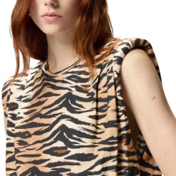 Maglia donna smanicata con stampa tigrata