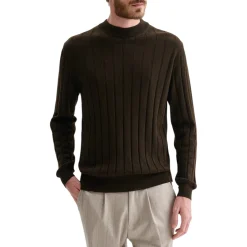 Maglia uomo mock neck con coste operate