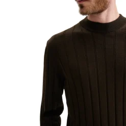 Maglia uomo mock neck con coste operate