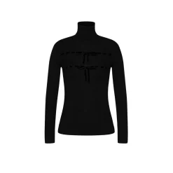 Maglione donna in misto lana con fiocchi in velluto