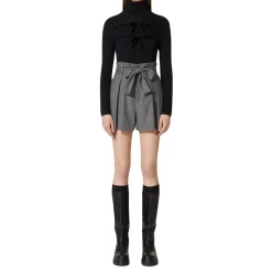 Maglione donna in misto lana con fiocchi in velluto