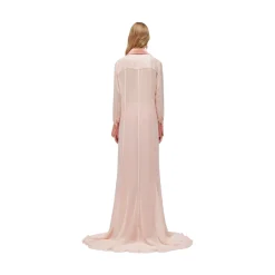 Maxi camicia donna in georgette con rosa