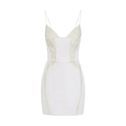 Mini abito donna in gabardina e tulle con ricami