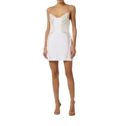Mini abito donna in gabardina e tulle con ricami