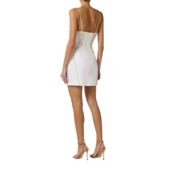 Mini abito donna in gabardina e tulle con ricami