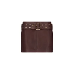 Minigonna donna in pelle con cintura