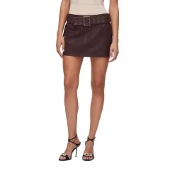 Minigonna donna in pelle con cintura