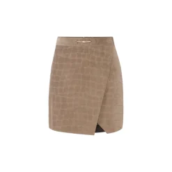 Minigonna donna in suede con stampa alligatore