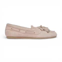 Mocassini donna in suede con nappine