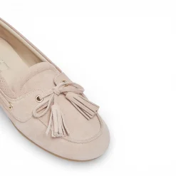 Mocassini donna in suede con nappine