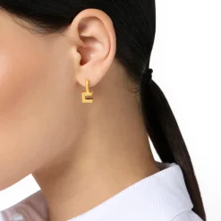 Orecchini donna con logo e pavé di cristalli