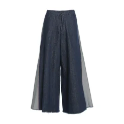 Pantalone donna palazzo cinque tasche in denim