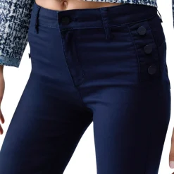 Pantaloni donna flare con bottoni logati