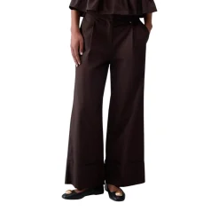 Pantaloni donna flare in popeline