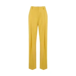 Pantaloni donna in crêpe leggero con logo charm