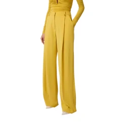 Pantaloni donna in crêpe leggero con logo charm