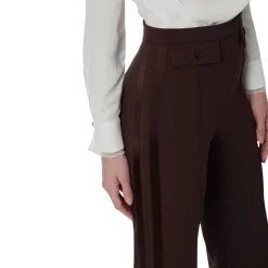 Pantaloni donna in crêpe leggero e raso