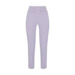 Pantaloni donna in doppio crêpe stretch con logo ricamato