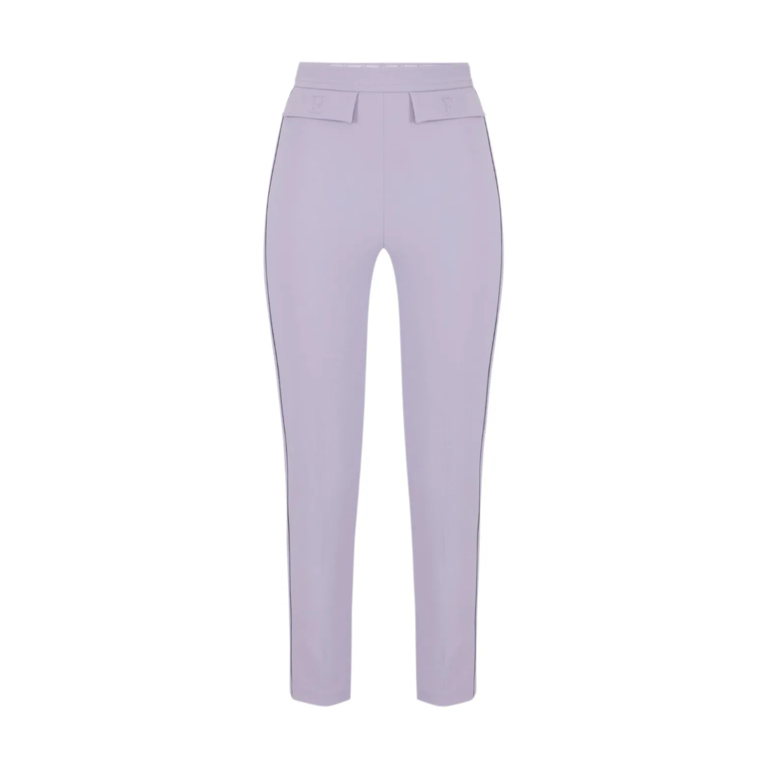 Pantaloni donna in doppio crêpe stretch con logo ricamato