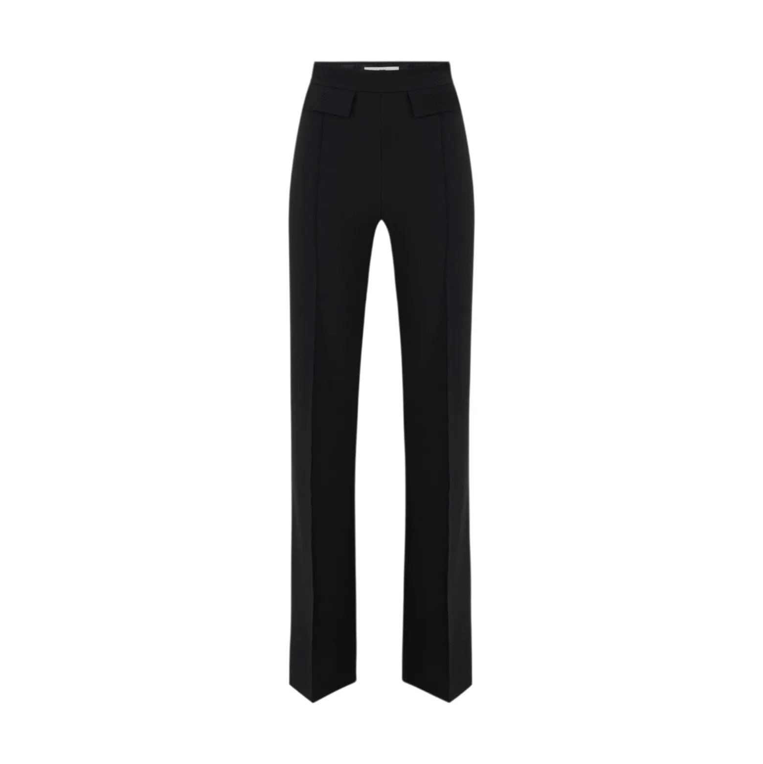 Pantaloni donna in doppio crêpe stretch con logo ricamato