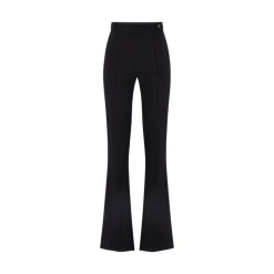 Pantaloni donna in doppio crêpe stretch con logo charm