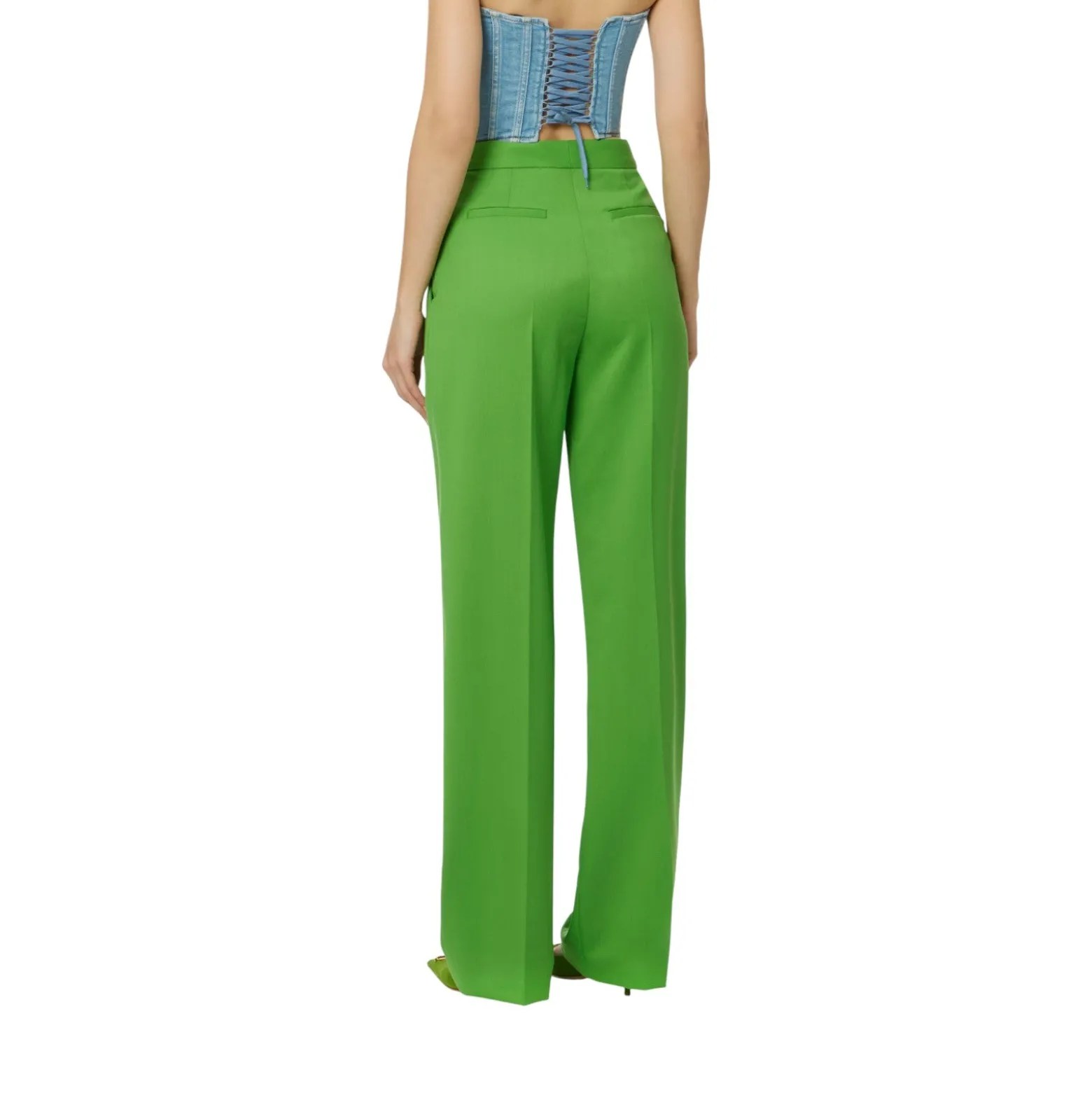Pantaloni donna in fresco lana con placca gioiello