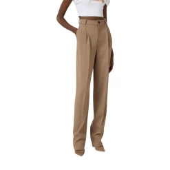 Pantaloni donna in gabardina con pinces