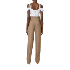Pantaloni donna in gabardina con pinces