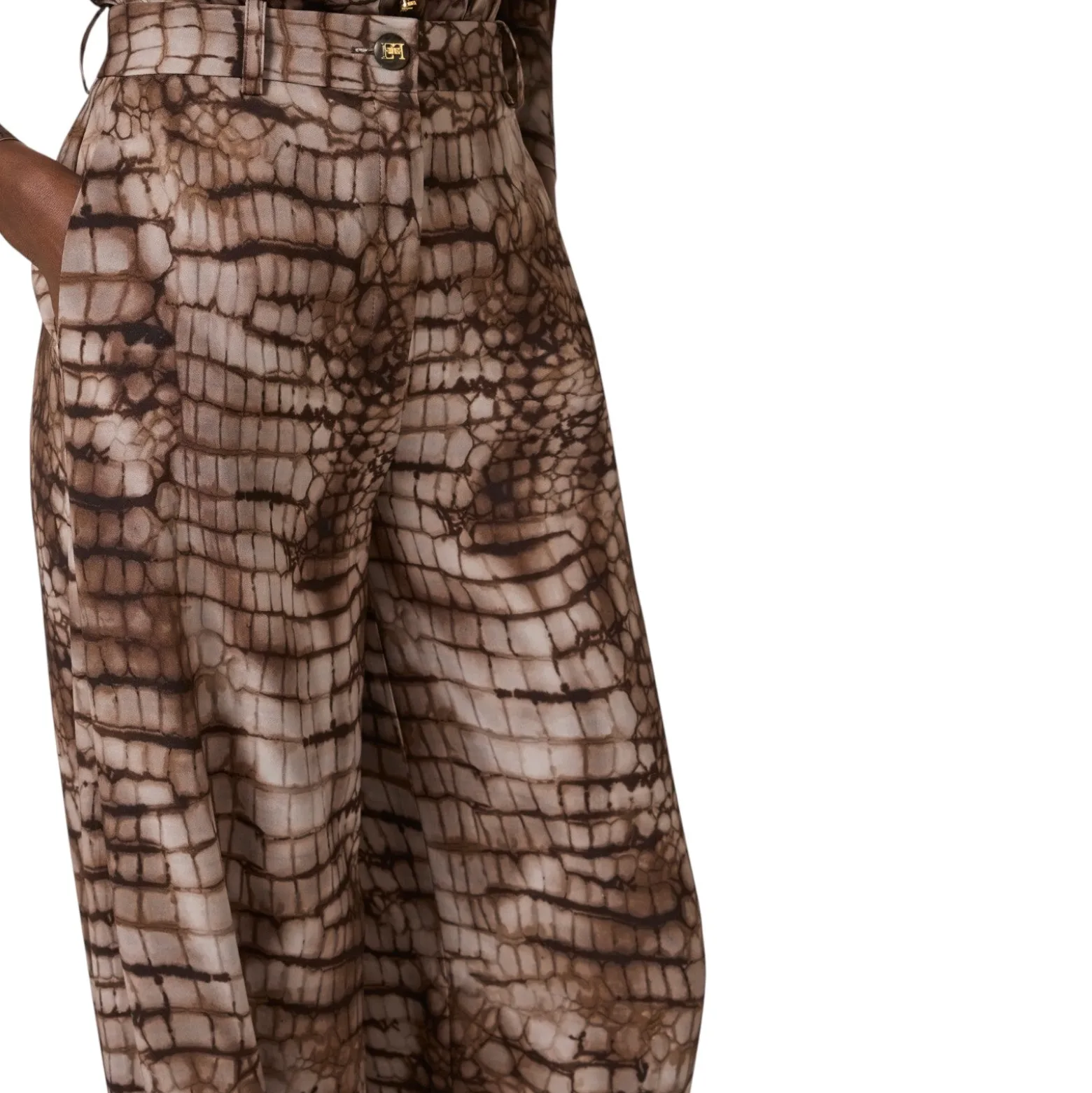 Pantaloni donna in jersey leggero con stampa alligatore