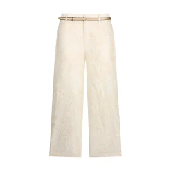 Pantaloni donna in mussola ricamati