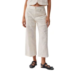 Pantaloni donna in mussola ricamati