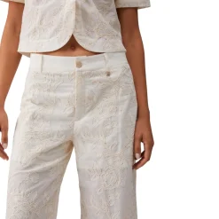 Pantaloni donna in mussola ricamati
