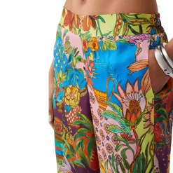 Pantaloni donna in raso stampato