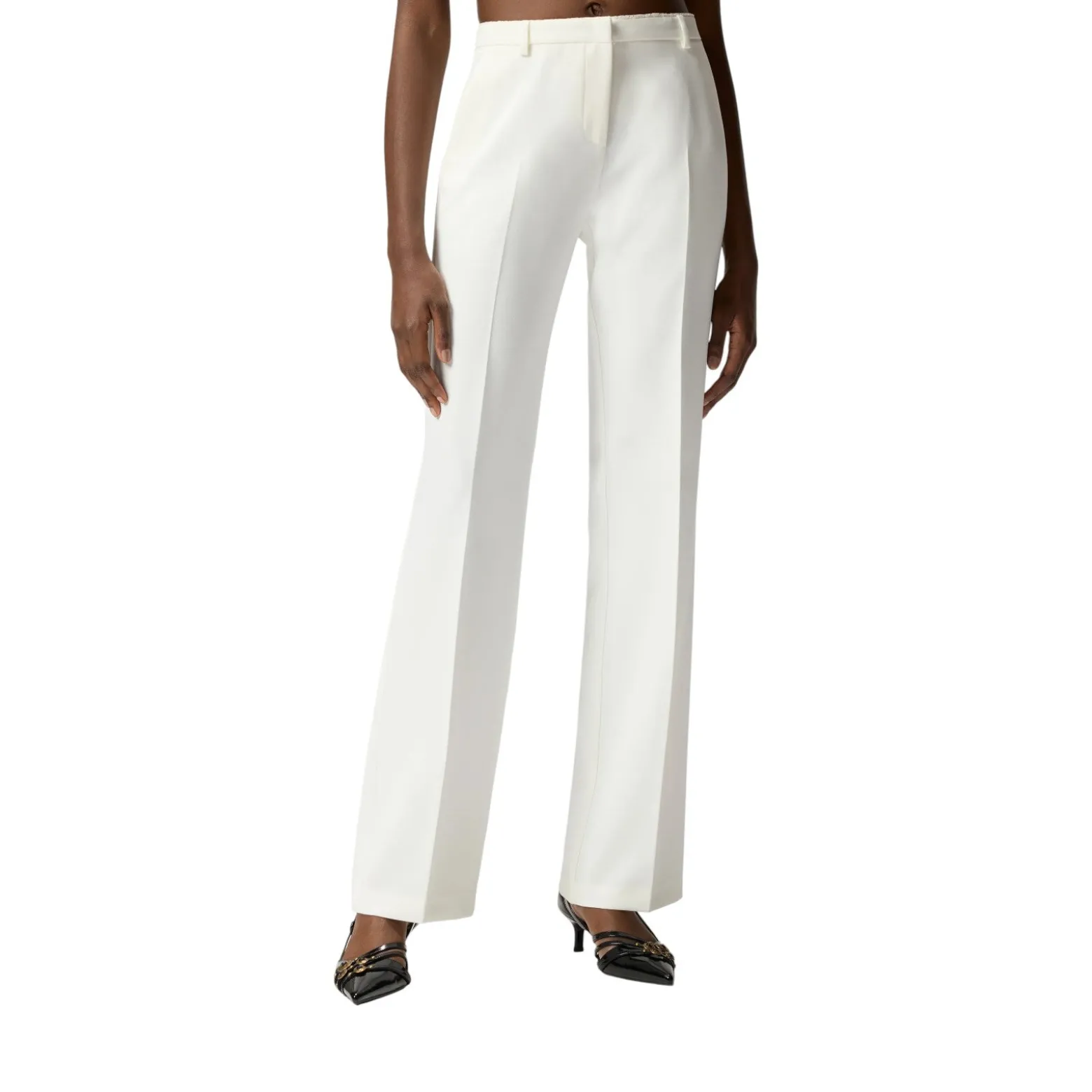 Pantaloni donna in tela con piega stirata