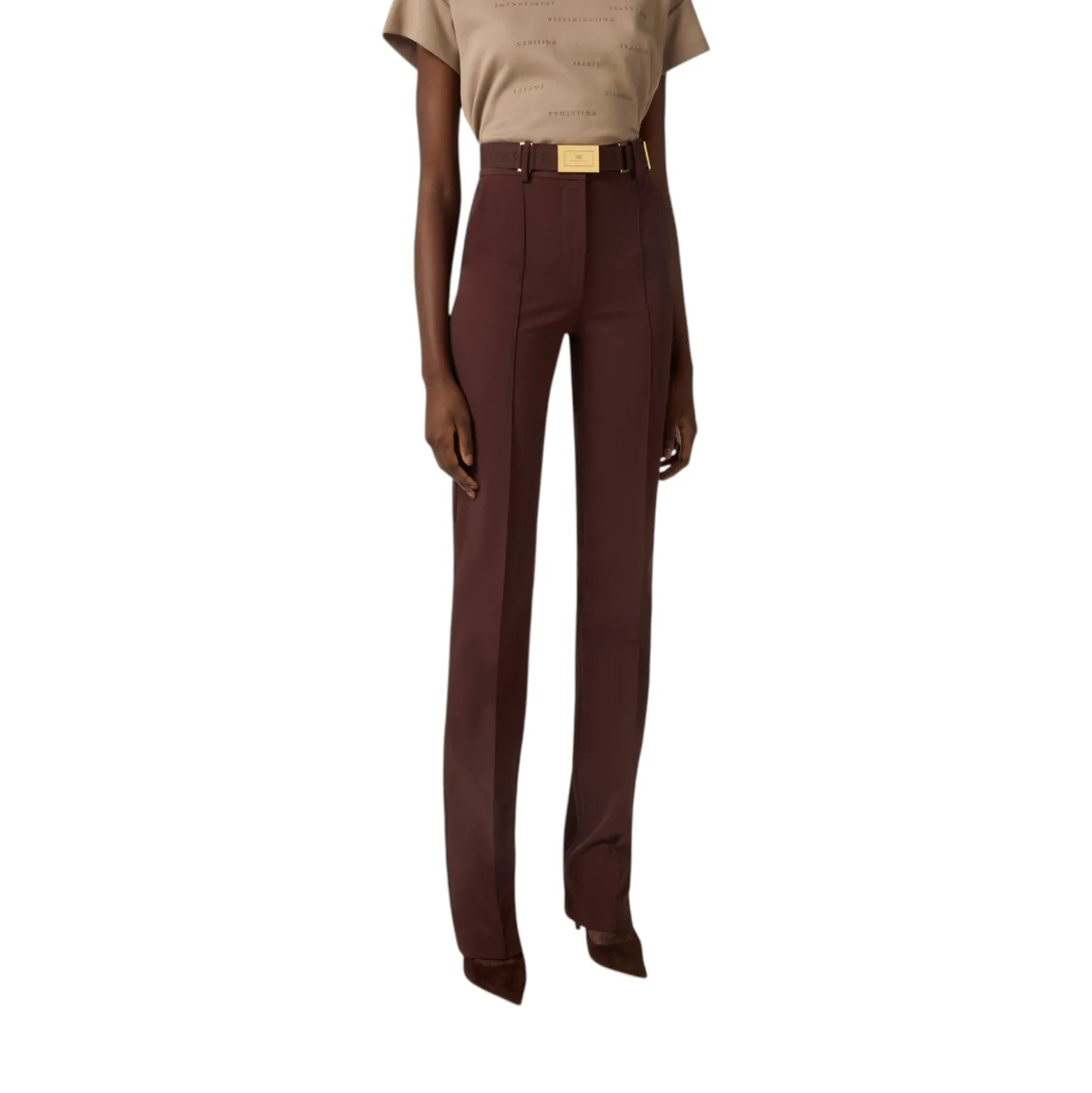 Pantaloni donna in tessuto tecnico bielastico con cintura