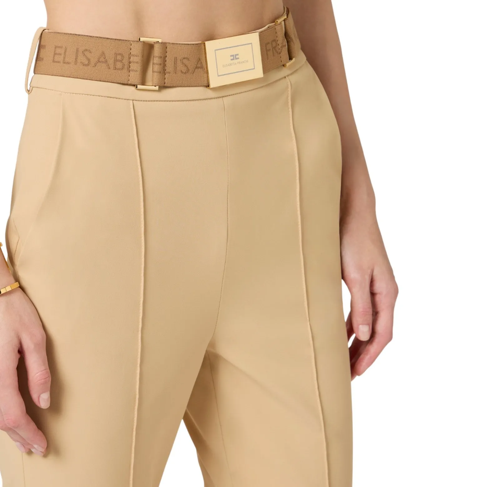 Pantaloni donna in tessuto tecnico bielastico con cintura