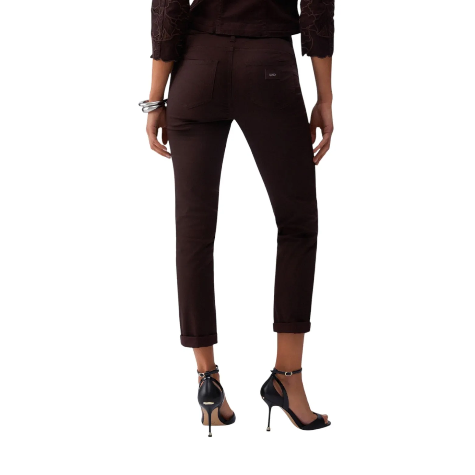 Pantaloni donna skinny con risvolto