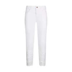 Pantaloni donna skinny con ricamo sangallo