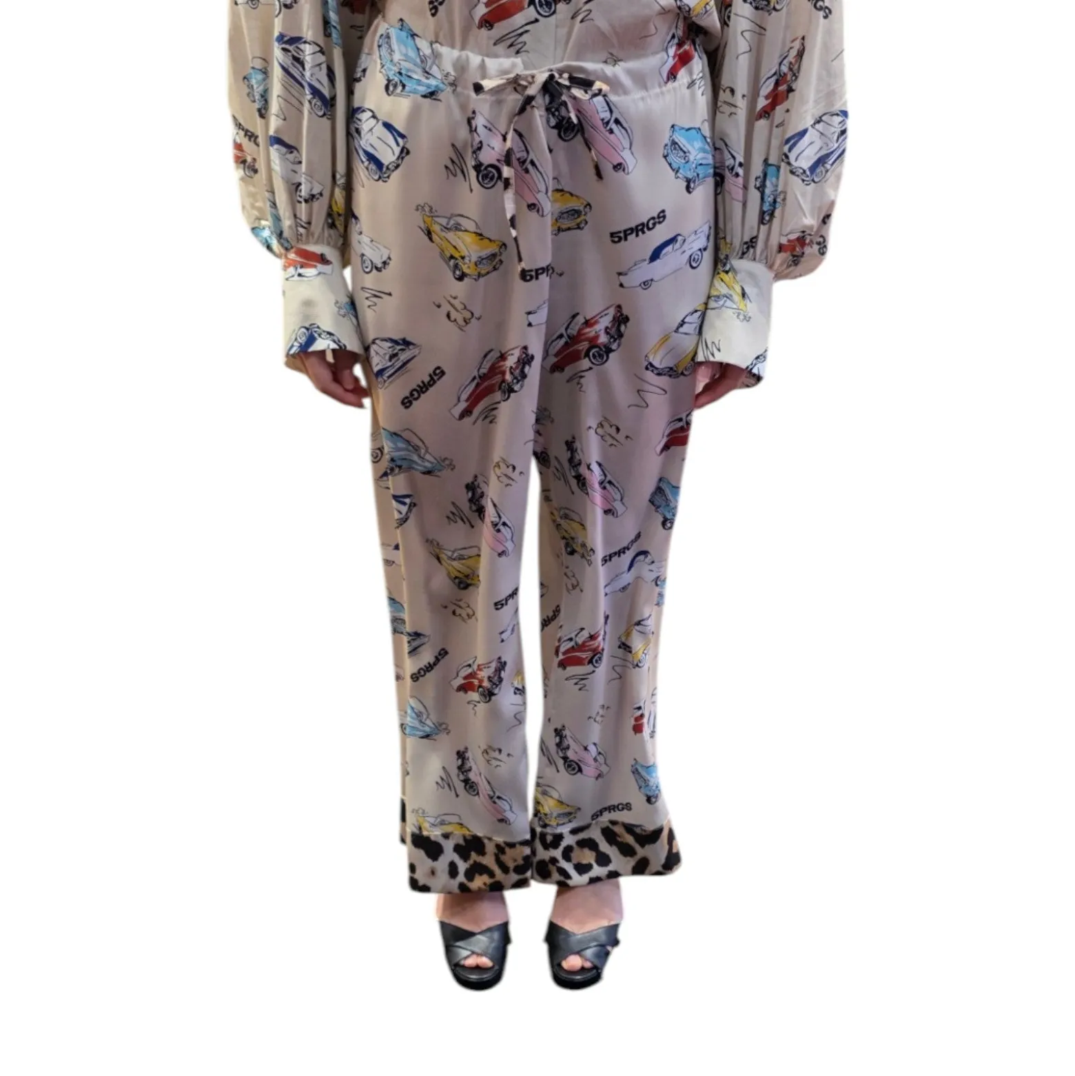 Pantaloni donna stampa macchinine