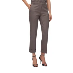 Pantaloni donna straight in tessuto mélange