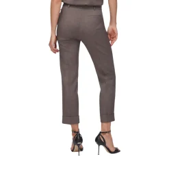 Pantaloni donna straight in tessuto mélange