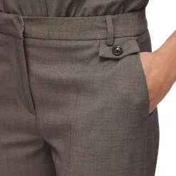 Pantaloni donna straight in tessuto mélange