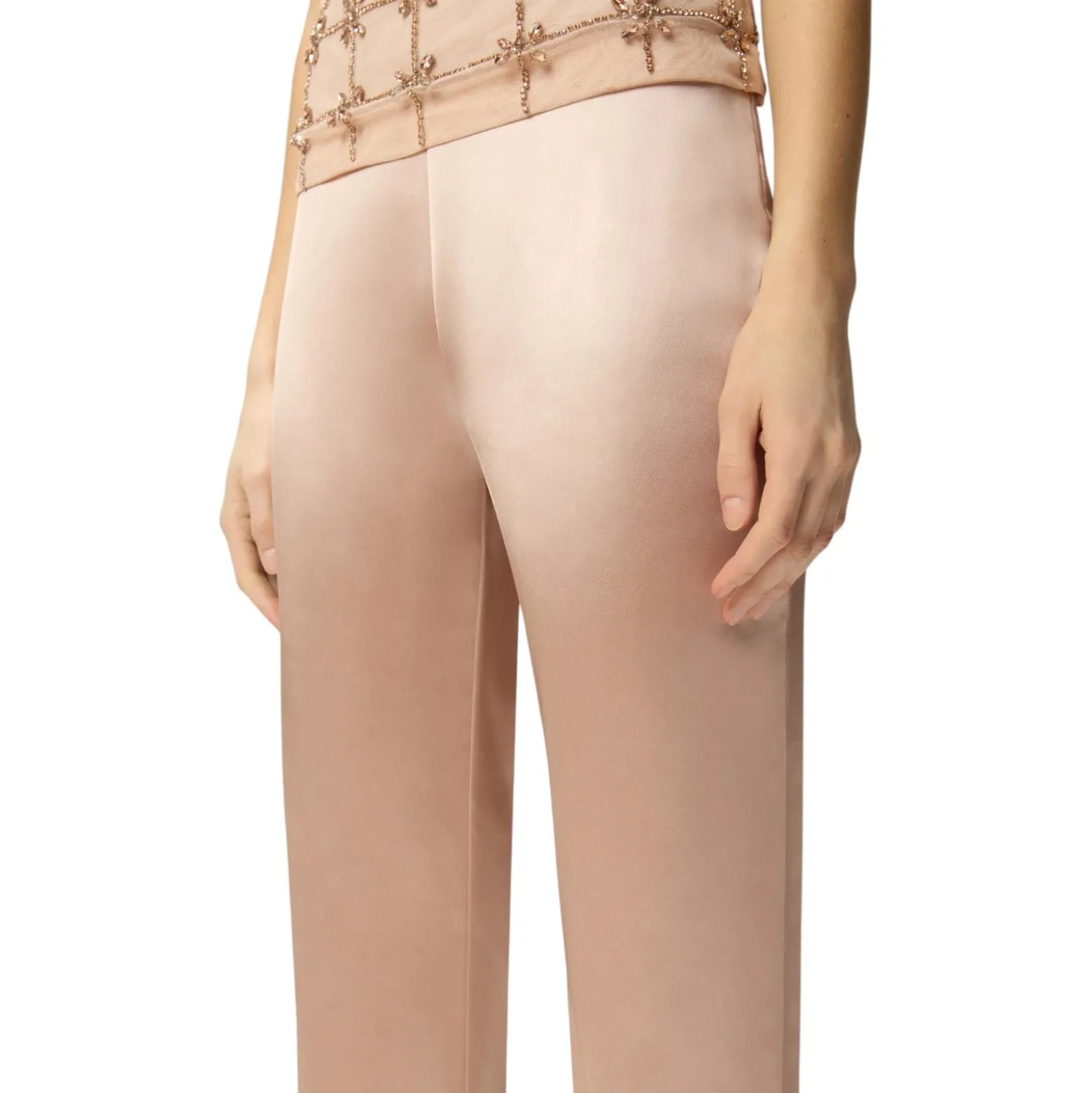 Pantaloni donna svasati in satin