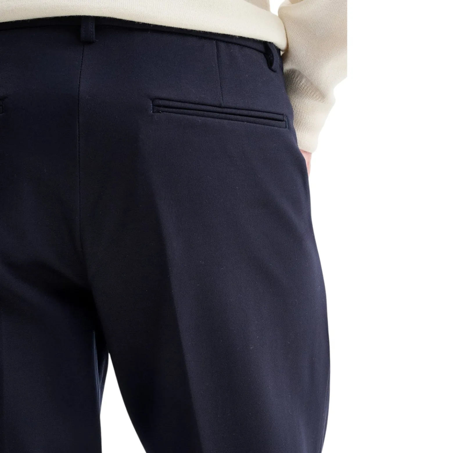 Pantaloni uomo slim-fit da completo in punto milano