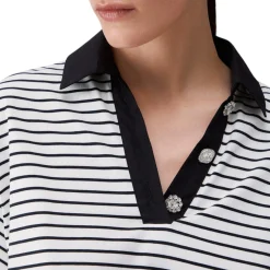 Polo donna a righe con bottoni gioiello