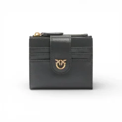 Portafoglio piccolo in pelle liscia con logo